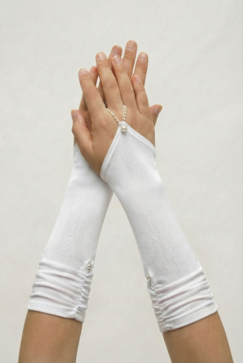 communiehandschoenen, witte handschoenen communie, lange handschoenen voor meisjes, communie-accessoires, feestelijke handschoenen, handschoenen met parels, satijnen bloemenhandschoenen, EU-kwaliteit, communie kleding