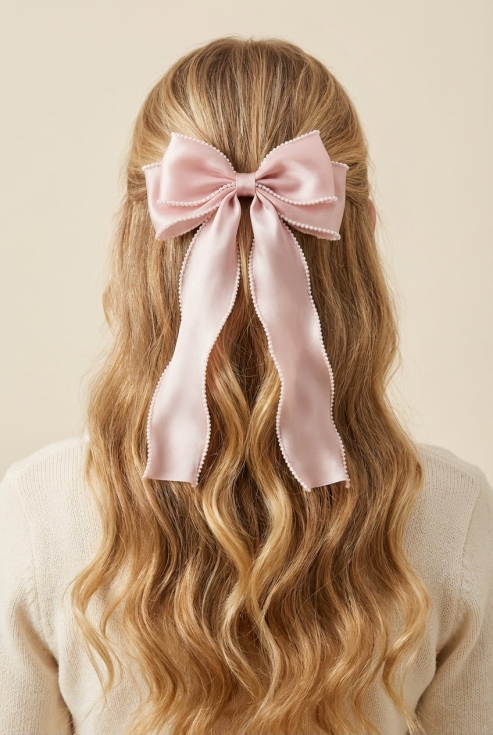 haarclip meisjes, strik haaraccessoire, feestelijke haarclip, communie haaraccessoire, bruiloft accessoires meisjes, organza haarclip, elegante haarspeld, meisjes haarversiering