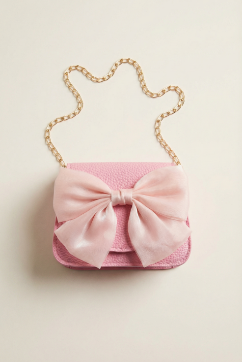 meisjestas, roze handtas, elegante tas voor meisjes, feesttas, meisjesaccessoires, gouden ketting tas, kindertassen, meisjescadeau, modieuze handtas, kinderfeest tas