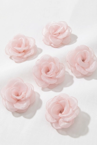 Set 6 roze organza haarspeldjes voor meisjes