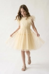 gele feestjurk meisjes, tulen jurk, Paola jurk