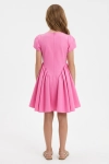 roze meisjesjurk, tulpmouw jurk, feestjurk met plooien, snoepjesroze jurk