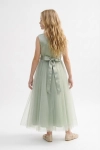 Bella jurk saliegroen, elegante meisjesjurk, feestjurk fotoshoot