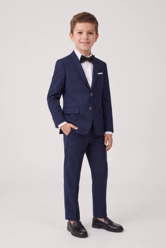 Kostuum Sam voor jongens in marineblauw – colbert, broek en vlinderdas