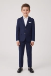 Kostuum Sam voor jongens in marineblauw – colbert met twee knopen en broek met persplooi, vooraanzicht