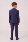 Kostuum Sam voor jongens in marineblauw – colbert en broek met persplooi, achteraanzicht